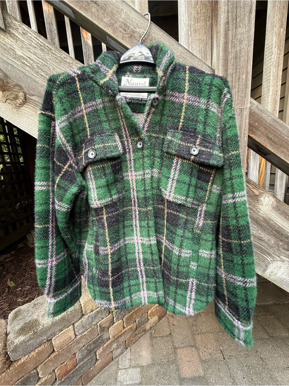 Natural Reflections Green Black Plaid Shacket